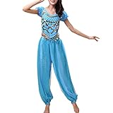 Oneyijun Damen Bauchtanz Kostüm Sets Tanz Tanzen Top Laterne Hosen Professionel Karneval Tänzer...