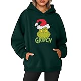 Grinch Weihnachtspullover Damen Winter Langarm Oversize Ugly Lang Weihnachten Hoodie Lustig...