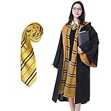 TOTOY Magier Hufflepuff Umhang und Hufflepuff Krawatte, Hufflepuff Robe, Zaubererrobe für...