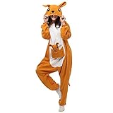 LBJR Jumpsuit Damen Kuschelig Kigurumi Tierkostüm Känguru Onesie,L, Orange