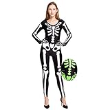 Spooktacular Creations Skelett Kostüm mit Glühmustern und Skeletthandschuhe für Damen Halloween...