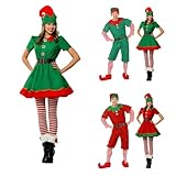 Generisch Komplettes 4 Set für Damen, Elfenkostüm, Weihnachtsmann Kostüm, Weihnachten, Deluxe...