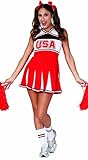 Fiestas GUiRCA Superstar Cheerleader Kostüm Damen - Größe S 36 – 38 - Rotes Cheerleader Outfit...