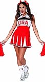 FIESTAS GUIRCA Superstar Cheerleader Kostüm Damen - Größe S 36 – 38 - Rotes Cheerleader Outfit...