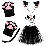 Coptiner Katze Cosplay Set,Cosplay Kostüm, Katzenohren Stirnband Kätzchen Schwanz Ohren Kragen...