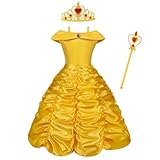 Vicloon ​Prinzessin Belle Kleid,Mädchen Belle Kostüm, Schöne und das Biest Kostüm Verkleiden,...
