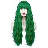 Lange Grün Perücke mit Knall, TANTAKO Grün Perücke für Damen Lockig Gewellt Grün Perücke für...