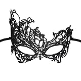 Prasacco Maskerade Maske, Schwarze Maskenball Spitzenmaske 22,5 x 14 cm Lace Augenmaske mit...