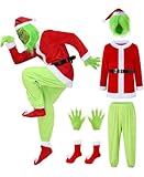 BuzzoXerex Grün Großes Monster Kostüm, 7 Teile Weihnachtsmann Kostüm, Grünes Monster...