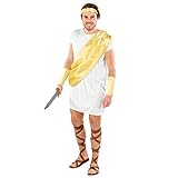 tectake dressforfun Herrenkostüm Legionär Octavius | Bequemes, weißes Gewand | Gold-gelbe...