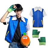 Anime Cosplay Kostüm, Blaue Jacke Handschuh Set, Cosplay Anime, Klassisches Anime Kostüm, Unisex...