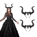LAMMOK 2 Pcs Königin Hörner Halloween Böse Haarreif Schwarz Teufel Kopfschmuck Maleficent Cosplay...