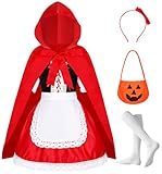 Velmawig Mädchen Rotkäppchen Kostüm Umhang Kinder Little Red Riding Hood Costume Cape Karneval...