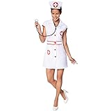 dressforfun Frauenkostüm sexy Krankenschwester | Aufgedrucktes, rotes Kreuz | Vorne mit Knöpfen |...