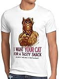 A.N.T. I Want Your Cat Herren T-Shirt alf melmac Sitcom, Größe:L, Farbe:Weiß