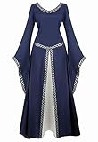 Jutrisujo Mittelalter Kleid Renaissance mit Trompetenärmel Party Kostüm bodenlang Vintage Retro...