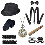 YADODO 20er Jahre Accessoires Herren Set Mafia Kostüm Herren Accessoires 1920er Herren Accessoires...