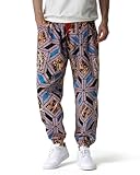 Herren-Trainingshose aus Baumwolle, 3D-Druck, elastische Taille, Hippie-Bloomer, Cargohose,...