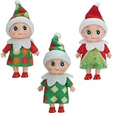 3 Stück Mini-Puppe Elf Weihnachten Baby Winziger Weihnachtself für Mädchen und Jungen,Puppe Baby...