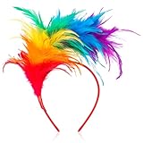 Bunt Feder Stirnband Fascinator Stirnbänder Cosplay Haarband Karneval Party Kopfschmuck Regenbogen...
