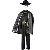 dressforfun 900518 - Jungenkostüm Zorro, In Schwarz gehaltenes Zorro-Outfit inkl. Cape, Maske und...