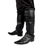 Boland 81996 - Stiefelstulpen Schwarz, Stiefelüberzieher, Kunstleder, Pirat, Musketier, Bandit,...