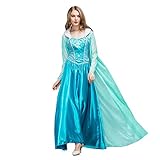 IWEMEK Damen Eiskönigin ELSA Kostüm Schneekönigin Prinzessin Kleid mit Umhang Erwachsene...