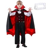 Vampir Kostüm Kinder, Halloween Umhang und Vampirzähne, Teufel Kostüm Jungen, Mädchen, Dracula...