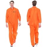 TOPJOWGA Orangenes Häftling Kostüm für Herren Damen, Oranger Gefängnisoverall, Gefangener...