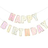 Happy Birthday Banner Girlande Wimpelkette Bunte Geburtstag Girlande Pastellfarbe...