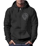 Neverless® Sweatjacke Herren mit Kapuze Fenrir Nordische Mythologie Wikinger Print Zipjacke Männer...