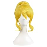 MapofBeauty 22 Zoll/55cm Kurz Haar + 1 Pferdeschwanz Cosplay Perücke (Gelb)