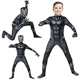 MeYuxg Black Panther Kostüm Kinder, Black Panther Kostüm Fans Superhelden Kinder Jumpsuit, für...