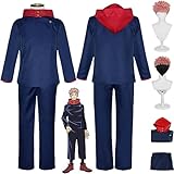 Tjmiaohao Anime Jujutsu Kaisen Itadori Yuji Cosplay Kostüm Outfit Gojo Satoru Blaue Uniform Hoodie...