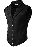 VATPAVE Herren Viktorianischer Anzug Weste Steampunk Gothic Weste X-Large Schwarz