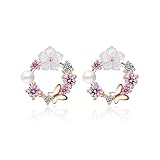 Silber Ohrstecker, Verhindern Allergien Zircon Frauen-Bolzen-Ohrringe, Mit Hübscher Schmetterling...