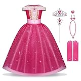 BSBUY Aurora Kostüm Kinder Dornröschen Mädchen 7Pcs Kleid Kinder mit Krone Schmuck Handschuhe...