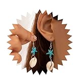 Inilbran Boho Muschel Ohrringe Silber Kaurimuschel Ohrringe Blau Türkis Seestern Ohrringe Vintage...