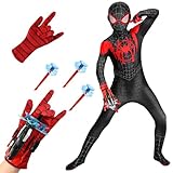 Spiderman Kostüm Kinder mit Spider Launcher Handschuh, Halloween Kostüm für Kinder, Spider-Man...
