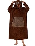 Kuscheldecke mit Ärmeln Oversized Pullover Damen Riesige Fronttasche Plüsch Tragbare Decke...