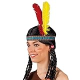 Boland 44136 - Stirnband Indianer mit Federn, elastisches Haarband, Cowboy, Western, Apachen,...