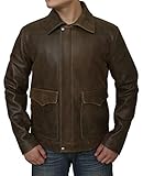 Herren Jacke Indiana Jones Harrison Ford Classic Echtes Rindsleder Jacke, Bronze Antik, M