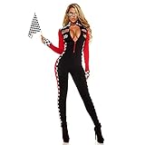 DLYQYZYG Halloween Kostüme Für Frauen Plus Size Sexy Langarm Rennwagenfahrer Jumpsuit Rennmädchen...