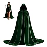 Snyvpra Grüner Samt Umhang Mit Kapuze 185cm, Halloween Kostüm Damen, , Hexen Kostüm Damen, Herr...