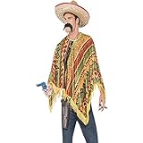 Smiffys Poncho & Schnurrbart, Orange