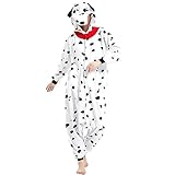 Achlibe Halloween Damen Herren Tier Kostüm Jumpsuit Langarm Plüsch Pyjama Button Down Strampler...
