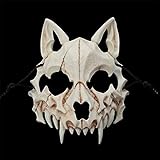 JYMSB Tier Skelett Maske Halloween, Harz Hund Schädel Knochen Zähne Scary Horror Devil Wolf...
