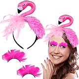 xinrongda Flamingo Haarreif, Damen Rosa Stirnband Haarband mit Künstliche Wimpern, Kopfschmuck für...