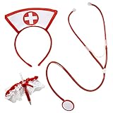 Widmann 9864Y - Kostümset Krankenschwester, Kopfteil, Strumpfband mit Spitze, Stethoskop,...