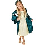 dressforfun Mädchenkostüm Burgprinzessin | langes Kleid | mit goldfarbenen Zierborten versehen |...